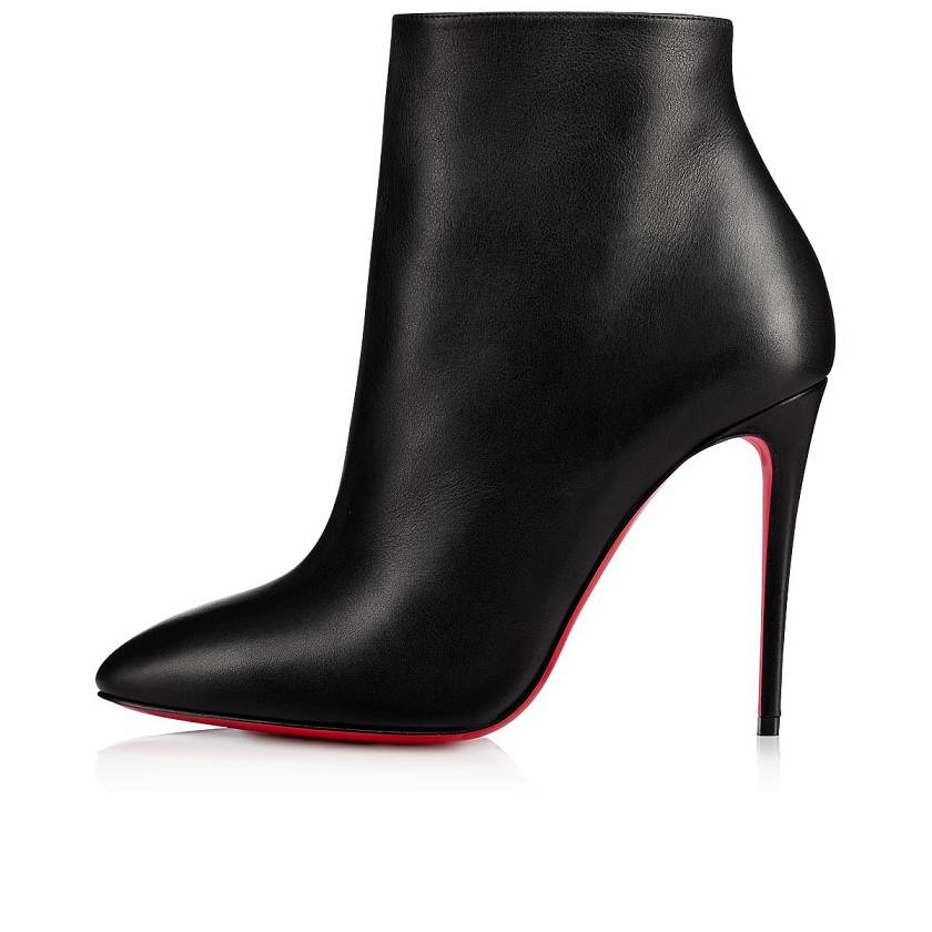 Women's Christian Louboutin Eloise Booty 100mm Leather Ankle Boots - Black [1465-987]